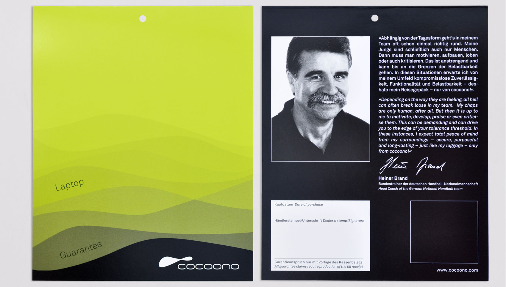 Cocoono visueller Auftritt einer Reisegepäckmarke